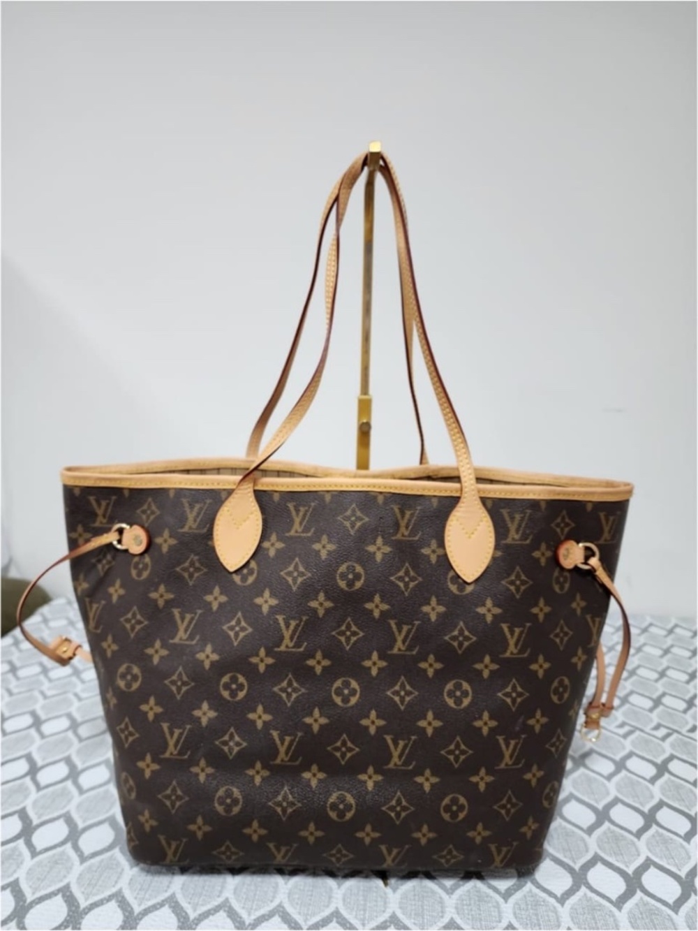 Authentic LOUIS VUITTON Monogram Canvas Neverfull MM Tote Bag Brown/Beige